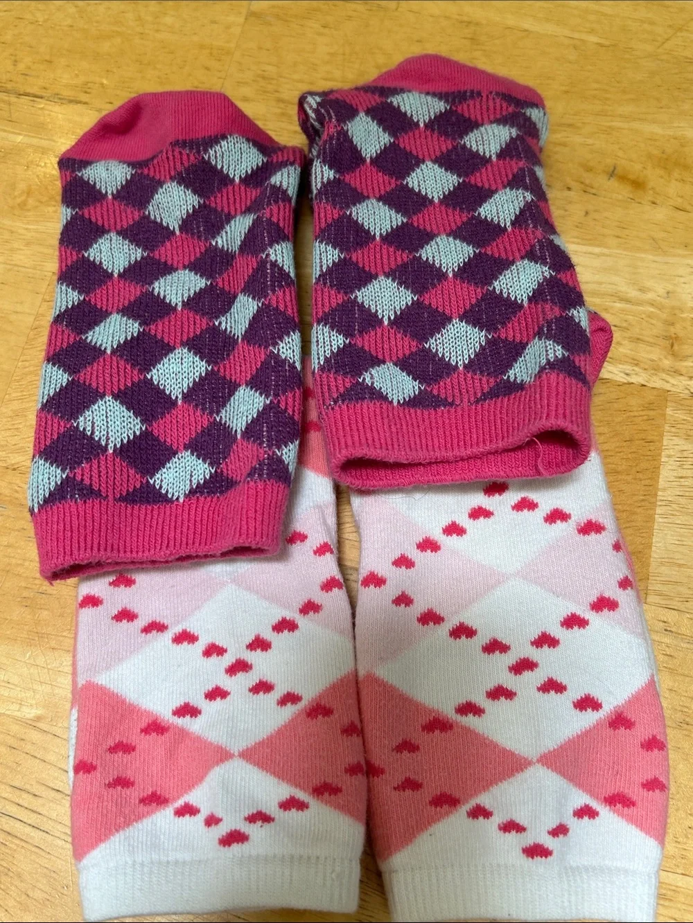 Richer Poorer Argyle Crew Socks - Pink, White & Purple (2 Pair)